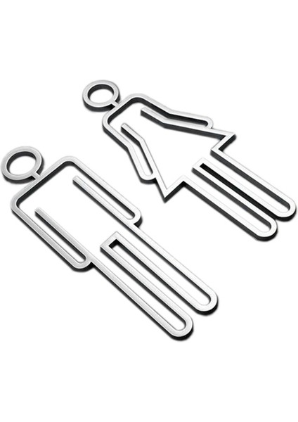 Ipuçları Tuvalet Tabela Levhası Yıkama Odası Kapısı Duvar Etiketi Çıkartma Tuvalet Banyo Tabela Panosu Sanat Otel Ev Dekoru Gümüş A (Yurt Dışından) indirimleri