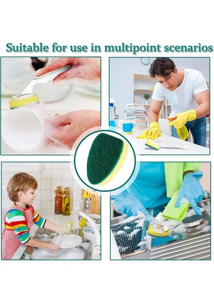 1 Bulaşık Değneği, 7 Yedek Sünger Başlığı, Mutfak, Lavabo, Banyo ve Mutfak Eşyaları Için Temizleme Süngerleri (Yurt Dışından) fırsatları