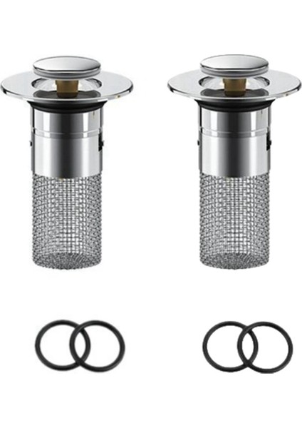 Banyo Lavabo Gideri Süzgeci Saç Toplayıcı, Banyo Lavabo Gideri Saç Toplayıcı - Yukarı Drenaj Tıkacı (2 Adet) (Yurt Dışından)