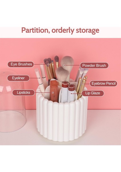 Makyaj Fırçası Düzenleyici, 360 Derece Dönebilen Yuvarlak Makyaj Fırçası Tutucu, Kapaklı Fırça Saklama Kutusu ve Kapları (Yurt Dışından) modelleri