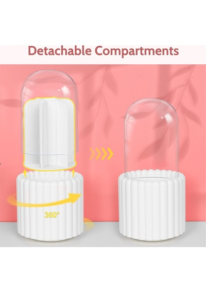 Makyaj Fırçası Düzenleyici, 360 Derece Dönebilen Yuvarlak Makyaj Fırçası Tutucu, Kapaklı Fırça Saklama Kutusu ve Kapları (Yurt Dışından) fırsatları