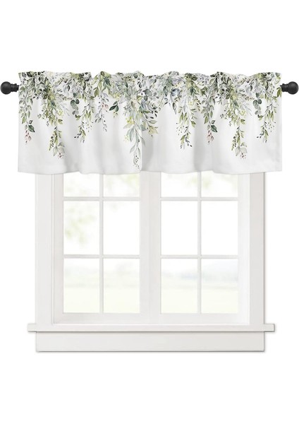 Suluboya Okaliptüs Yaprağı Çubuk Cepli Perde Pencere Dekorasyonları Bitki Yaprakları Için Adaçayı Yeşili Perde Valansı (Yurt Dışından) fırsatları