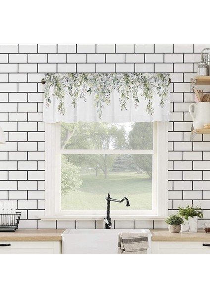 Suluboya Okaliptüs Yaprağı Çubuk Cepli Perde Pencere Dekorasyonları Bitki Yaprakları Için Adaçayı Yeşili Perde Valansı (Yurt Dışından) indirimleri