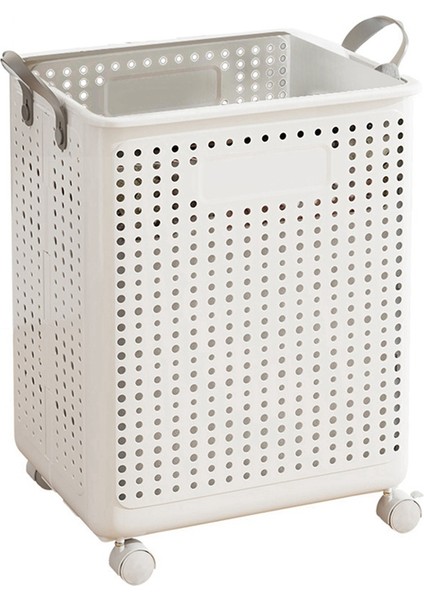 Ev Tipi Katlanabilir Kirli Çamaşır Sepeti Banyo Çamaşır Sepeti Makaralı Sepet 37,7X31X50CM (Yurt Dışından)