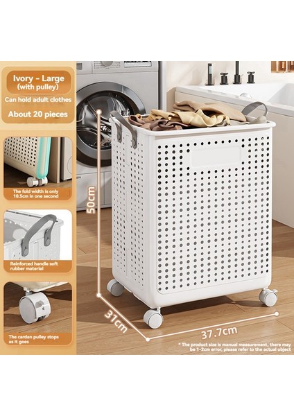 Ev Tipi Katlanabilir Kirli Çamaşır Sepeti Banyo Çamaşır Sepeti Makaralı Sepet 37,7X31X50CM (Yurt Dışından) modelleri