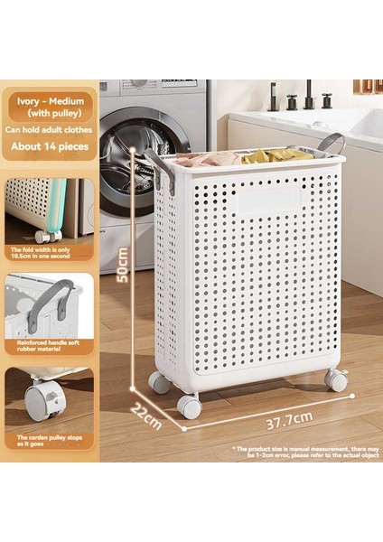 Ev Tipi Katlanabilir Kirli Çamaşır Sepeti Banyo Çamaşır Sepeti Makaralı Sepet 37,7X31X50CM (Yurt Dışından) fırsatları