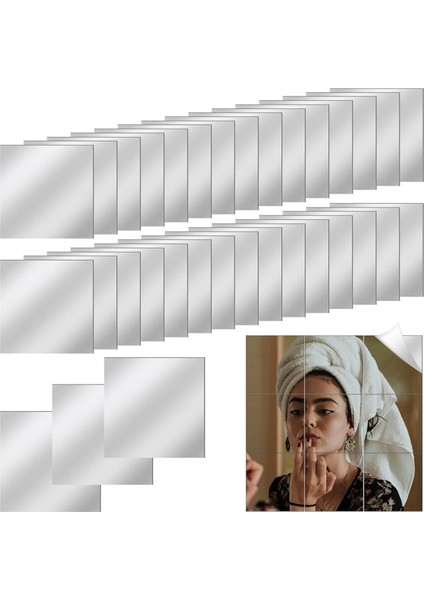30 Adet Akrilik Mini Ayna Karosu Kendinden Yapışkanlı, 3 Inç Kare Yüksek Çözünürlüklü Küçük Ayna Karoları El Sanatları ve Duvarlar Için (Yurt Dışından) fiyatları