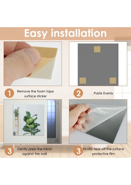 Parça Kendinden Yapışkanlı Camsız Ayna Ince Esnek Kendin Yap Duvar Dekorasyon Aynası Aile Yatak Odası Dolap Banyo Için (Yurt Dışından)