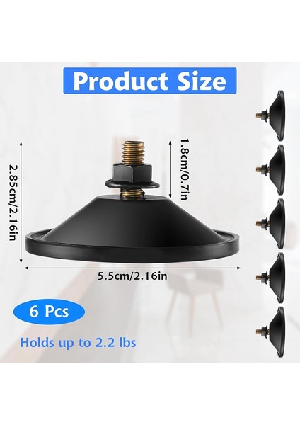 6 Adet Küçük Vantuzlar, Cam Için Güçlü Vantuzlar, Vidalı Siyah 2,2 Inç Pencere Vantuzları (Yurt Dışından) fırsatları