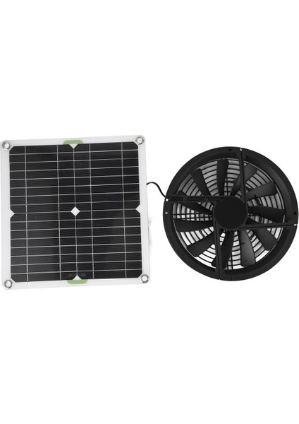 Güneş Paneli Fan Kiti 10 Inç 100 W Su Geçirmez Güneş Paneli Yuvarlak Havalandırma Kasası Egzoz Fanı Tavuk Kümesi Sera Kulübesi Için (Yurt Dışından)