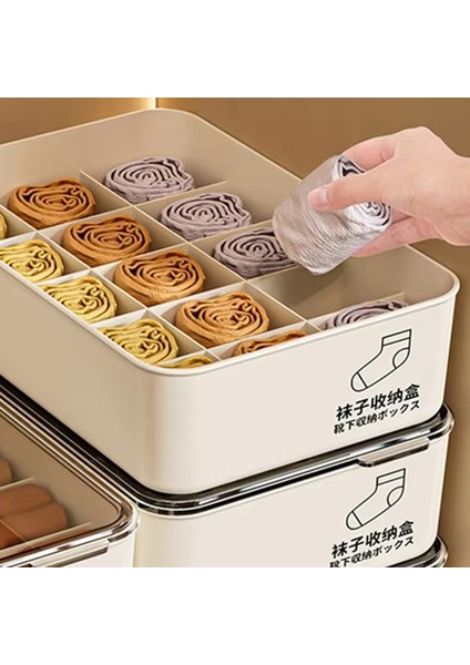 Toz Geçirmez Kapaklı Kapasiteli Iç Çamaşırı Saklama Kutusu, Yatak Odası Çorap Düzenleyici, Giysiler Için Yerden Tasarruf Sağlayan Çekmece Bölücü (Yurt Dışından) fırsatları