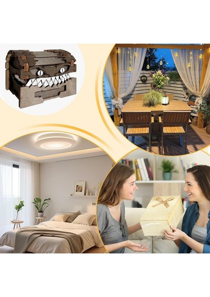 Hazine Sandığı Figürü - Zar Saklama ve Ahşap El Sanatları Koleksiyonu Sergileme Saklama Kutusu Madeni Para Kutuları (Yurt Dışından) fiyatları