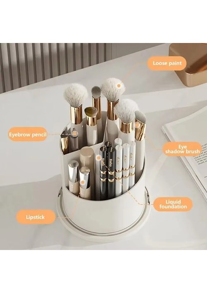 Makyaj Fırçası Tutucu Saklama Kutusu 360 Dönebilen Kozmetik Saklama Kutusu Kapaklı Ruj Kaş Kalemi Saklama Rafı Siyah (Yurt Dışından) fırsatları