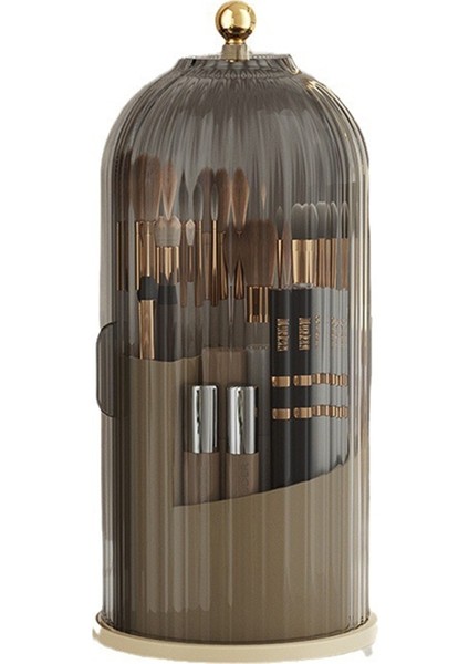 Makyaj Fırçası Tutucu Saklama Kutusu 360 Dönebilen Kozmetik Saklama Kutusu Kapaklı Ruj Kaş Kalemi Saklama Rafı Siyah (Yurt Dışından) indirimleri