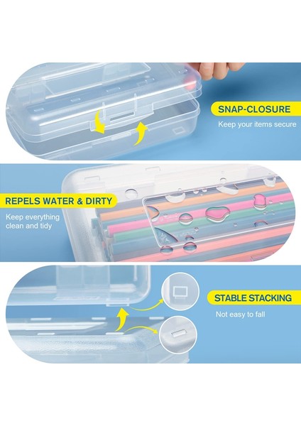 Şeffaf Kalem Kutusu, 3'lü Büyük Sert Kalem Kutusu Düzenleyici, Boya Fırçası Boyama Okul Malzemeleri Için Plastik Malzeme Kutusu (Yurt Dışından) fırsatları