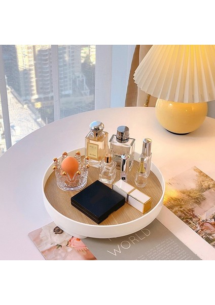 Dekoratif Tepsi Küçük Yuvarlak Tepsi Ev Dekoratif Banyo Tepsisi Ahşap Dekoratif Tepsi (Yurt Dışından) fiyatları