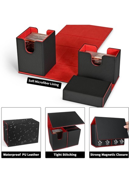 Kart Destesi Kutusu, Flip Zar Tepsili Premium Kart Kutusu, Spor Oyun Kartları Için Kart Destesi Saklama Kutusu Siyah+Kırmızı (Yurt Dışından) fırsatları