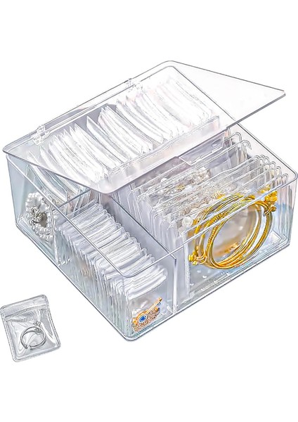 60 Taşınabilir Kararmayan Mücevher Çantası ve Şeffaf Mücevher Kutusu Düzenleyicisi ile Akrilik Mücevher Düzenleyici ve Saklama (Yurt Dışından)