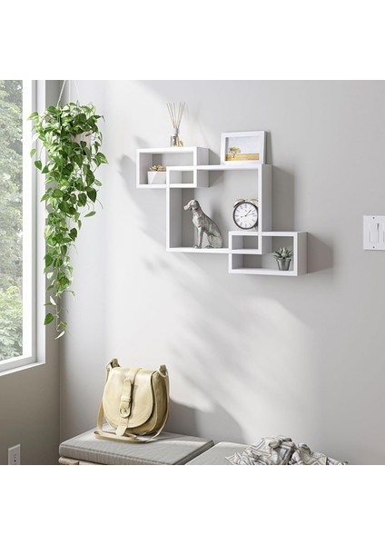 Kübik Yüzer Raf Birbirine Geçmeli Dekoratif Duvar Çerçevesi, Oturma Odası, Yatak Odası ve Banyo Geometrik Çerçevesi, A (Yurt Dışından) fırsatları