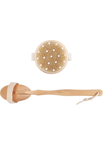 2'li Kuru Fırçalama Vücut Fırçası Seti, Kuru Cilt Peeling Fırçası, Duş Için Saplı Sırt Fırçası, Selülit Için Kuru Fırça (Yurt Dışından)