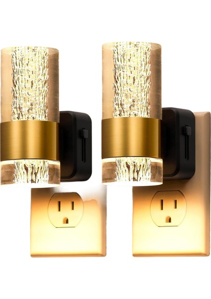 Duvara Monte LED Gece Lambası 2'li Paket, 3000K Fişe Takılan Gece Lambası Alacakaranlıktan Şafağa Sensörlü, Ayarlanabilir Parlaklık Abd Fişi (Yurt Dışından)