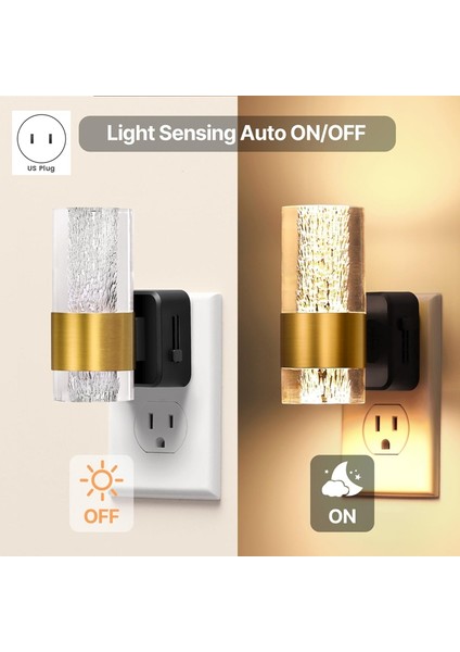 Duvara Monte LED Gece Lambası 2'li Paket, 3000K Fişe Takılan Gece Lambası Alacakaranlıktan Şafağa Sensörlü, Ayarlanabilir Parlaklık Abd Fişi (Yurt Dışından) fırsatları