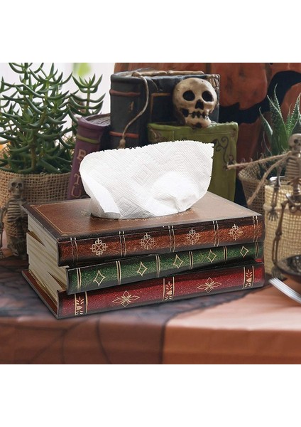 Vintage Yığılmış Kitap Tasarımı Masif Ahşap Menteşeli Üstlü Dikdörtgen Menteşeli Menteşeli Kutu Tutucu, Yeşil (Yurt Dışından) fiyatları
