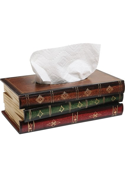 Vintage Yığılmış Kitap Tasarımı Masif Ahşap Menteşeli Üstlü Dikdörtgen Menteşeli Menteşeli Kutu Tutucu, Yeşil (Yurt Dışından) indirimleri