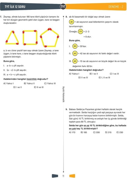 Bıyıklı Matematik TYT-AYT Deneme Kitabı Seti – Üniversite Sınavına Hazırlık, +30 Net Hedefli, 17-19 Yaş İçin