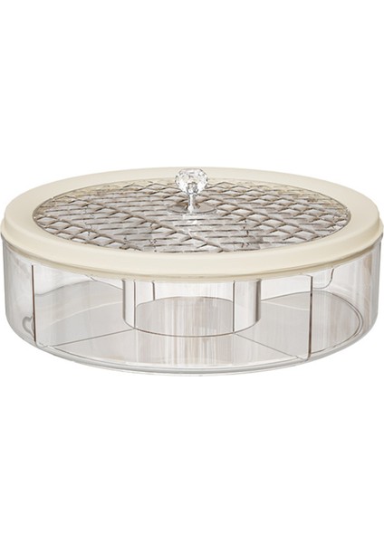 Kapaklı Şeffaf Lüks Meyve Tabağı Büyük Kapasiteli Şeker Kutusu Bölmeli Atıştırmalık ve Kurutulmuş Meyve Saklama Kutusu (Yurt Dışından)