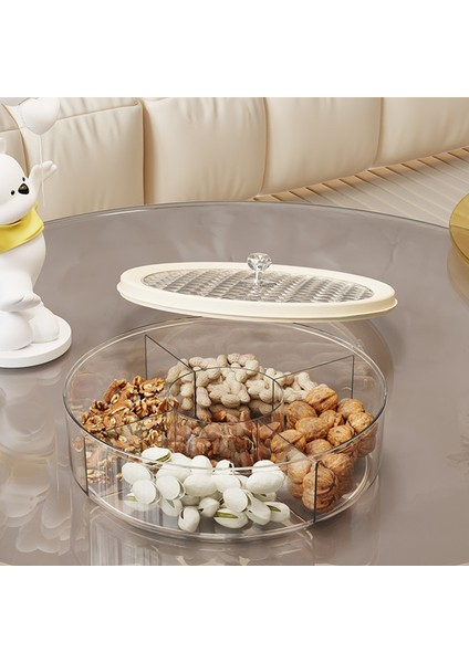Kapaklı Şeffaf Lüks Meyve Tabağı Büyük Kapasiteli Şeker Kutusu Bölmeli Atıştırmalık ve Kurutulmuş Meyve Saklama Kutusu (Yurt Dışından) fiyatları