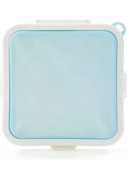 Taşınabilir Silikon Mikrodalga Sandviç Saklama Kutusu Bento Okul Kahvaltısı Öğle Yemeği Kutuları Yeniden Kullanılabilir Tost Kabı Kutusu Mavi (Yurt Dışından)