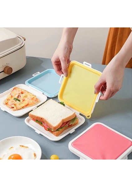 Taşınabilir Silikon Mikrodalga Sandviç Saklama Kutusu Bento Okul Kahvaltısı Öğle Yemeği Kutuları Yeniden Kullanılabilir Tost Kabı Kutusu Mavi (Yurt Dışından) indirimleri