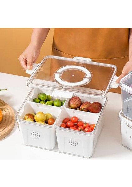 Kapaklı Buzdolabı Düzenleyici, Istiflenebilir Buzdolabı Düzenleyici Kutuları, Yiyecek ve Saklama Için Çıkarılabilir Kaplar Beyaz (Yurt Dışından) fırsatları