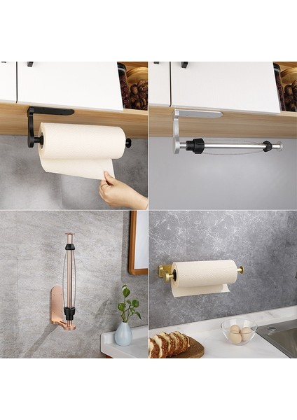 Kağıt Havlu Tutucu, Kolay Koparılabilen Duvara Monte Dolap Altı, Alüminyum Alaşımlı Kağıt Rulo Tutucu Yapışkanlı Veya Vidalı Siyah (Yurt Dışından) fiyatları
