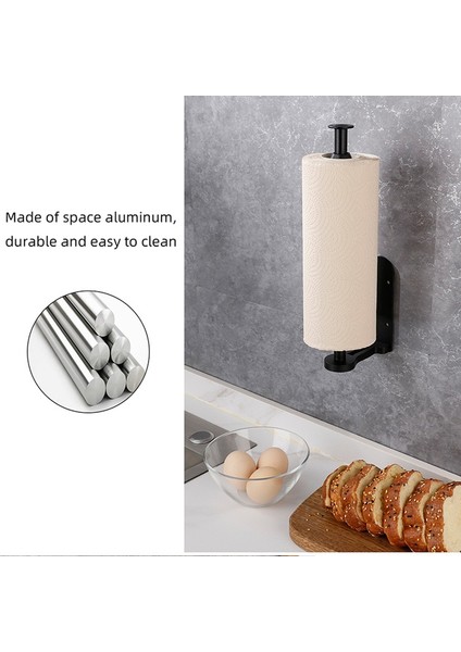 Kağıt Havlu Tutucu, Kolay Koparılabilen Duvara Monte Dolap Altı, Alüminyum Alaşımlı Kağıt Rulo Tutucu Yapışkanlı Veya Vidalı Siyah (Yurt Dışından) indirimleri