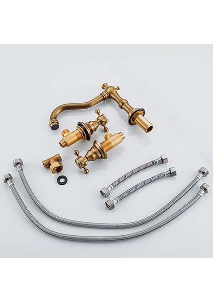 Bir Set Lavabo Musluğu Montajı Masa Üstü Sıcak ve Soğuk Kontrol Vanası Mikser Kolu Banyo Musluk Anahtarı Kolu A (Yurt Dışından) fiyatları