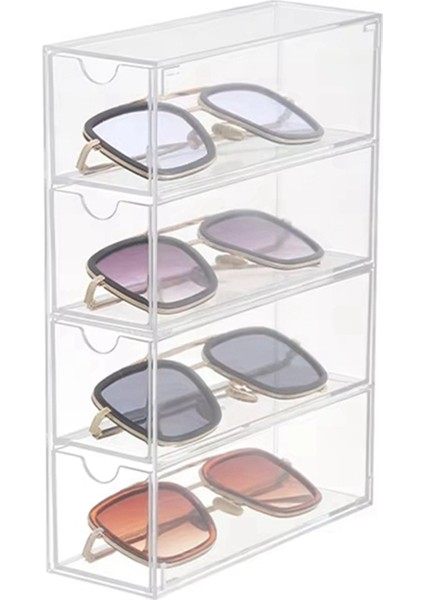 Gözlük Saklama Kutusu 4 Katmanlı Büyük Gözlük Düzenleyici Kutusu Çok Işlevli Istiflenebilir Sergileme Tutucusu Yeniden Kullanılabilir Kozmetikler (Yurt Dışından) modelleri