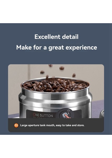 Tahıl Depolama Tankı, Nem Geçirmez Paslanmaz Çelik Depolama Kutusu, Ticari Kahve Çekirdeği Depolama Vakumlu Sızdırmaz Tank 1100 ml (Yurt Dışından) indirimleri