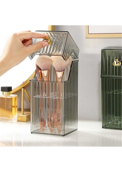 Makyaj Fırçası Saklama Tüpü Toz Geçirmez Gevşek Pudra Fırçası Saklama Kutusu Masaüstü Kaş Kalemi Allık Kozmetik Kovası (Yurt Dışından) modelleri