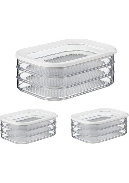 3 Katlı Et Parçaları Saklama Kutusu 1,6 L Hava Geçirmez Kapaklı Bulaşık Makinesinde Yıkanabilir 3 Katlı Sebzelik (Yurt Dışından)