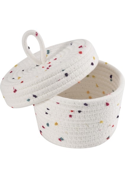 Pamuklu Halat Saklama Sepeti Kapaklı Küçük Dokuma Sepet Saklama Dokuma Saklama Düzenleyici Havlular, Anahtarlar, Atıştırmalıklar ve Diğer Eşyalar Için Kutular (Yurt Dışından) fiyatları