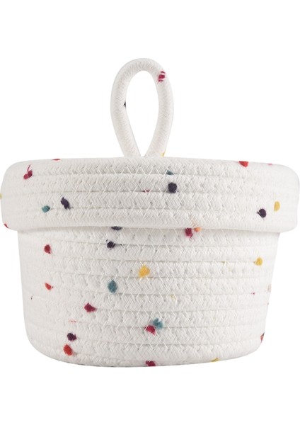 Pamuklu Halat Saklama Sepeti Kapaklı Küçük Dokuma Sepet Saklama Dokuma Saklama Düzenleyici Havlular, Anahtarlar, Atıştırmalıklar ve Diğer Eşyalar Için Kutular (Yurt Dışından) modelleri