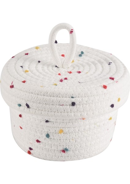 Pamuklu Halat Saklama Sepeti Kapaklı Küçük Dokuma Sepet Saklama Dokuma Saklama Düzenleyici Havlular, Anahtarlar, Atıştırmalıklar ve Diğer Eşyalar Için Kutular (Yurt Dışından) fırsatları