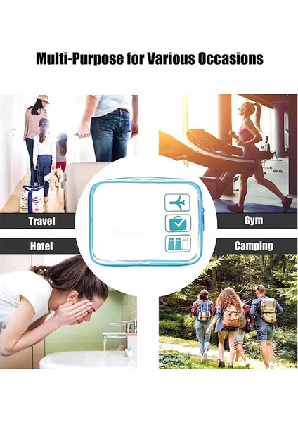 Kadınlar ve Erkekler Için Fermuarlı 5'li Seyahat Kozmetik Makyaj Çantaları Tatil Tuvalet Çantası El Bagajı Havaalanı Havayolu Uyumlu Çanta (Yurt Dışından)