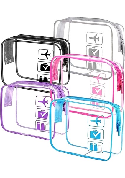 Kadınlar ve Erkekler Için Fermuarlı 5'li Seyahat Kozmetik Makyaj Çantaları Tatil Tuvalet Çantası El Bagajı Havaalanı Havayolu Uyumlu Çanta (Yurt Dışından) fiyatları