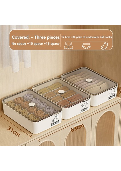 Iç Çamaşırı ve Çorap Düzenleyici Için Büyük Kapasiteli Toz Geçirmez Saklama Kutusu Kapaklı On Hücreli Saklama Kutusu (Yurt Dışından) fiyatları