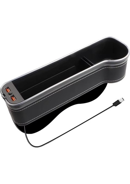 Araba Koltuğu Dolum Bardak Tutucu 7 Renk Değiştiren LED Otomatik Dar Alan Depolama Düzenleyici Kutusu 2 USB Şarj Cihazı Sağ (Yurt Dışından)