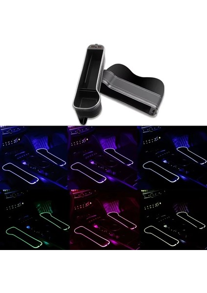 Araba Koltuğu Dolum Bardak Tutucu 7 Renk Değiştiren LED Otomatik Dar Alan Depolama Düzenleyici Kutusu 2 USB Şarj Cihazı Sağ (Yurt Dışından) modelleri