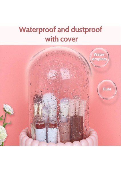 Makyaj Fırçası Düzenleyici, 360 Derece Dönebilen Yuvarlak Makyaj Fırçası Tutucu, Kapaklı Fırça Saklama Kutusu Kapları (Yurt Dışından) fırsatları